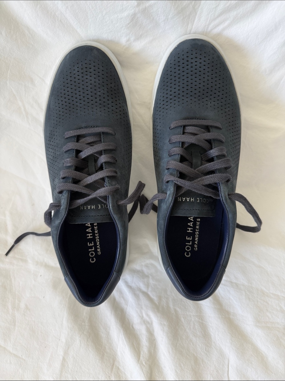 Cole Haan Men’s Perforated Suede Sneakers - Navy Blue